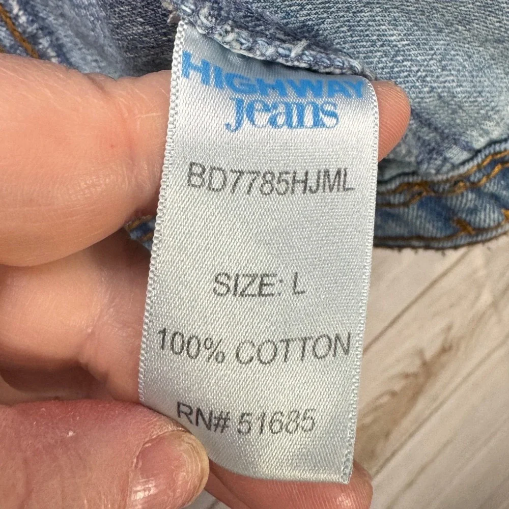 Highway Jeans Distressed Denim Jacket Light Wash Cotton Trucker Womens Large